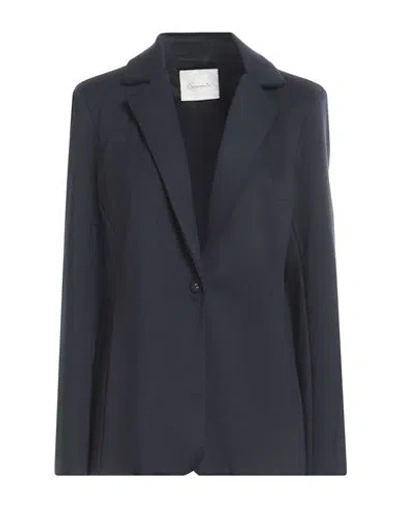 Souvenir Woman Blazer Navy Blue Size L Viscose, Polyamide, Elastane