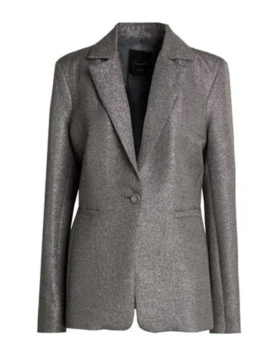 Souvenir Woman Blazer Silver Size Xs Viscose, Polyester, Polyamide, Elastane In Gray