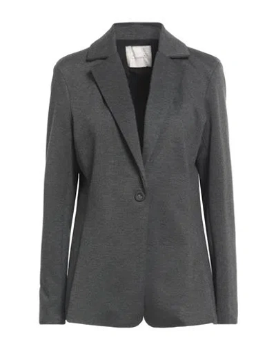 Souvenir Woman Blazer Steel Grey Size M Viscose, Polyamide, Elastane In Black