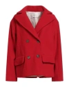 Souvenir Woman Coat Red Size M Wool, Polyamide In Red
