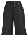 Souvenir Woman Denim Shorts Black Size S Cotton, Pes - Polyethersulfone, Lyocell, Elastane In Black