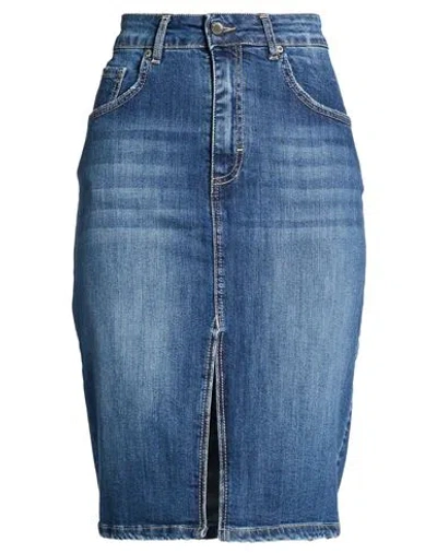 Souvenir Woman Denim Skirt Blue Size L Cotton, Elastane