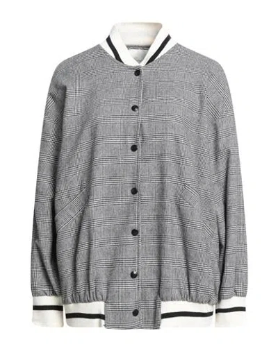 Souvenir Woman Jacket Black Size M Cotton, Polyester In Gray