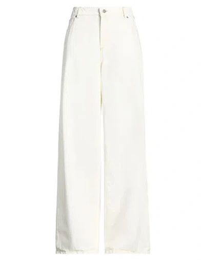 Souvenir Woman Jeans White Size L Cotton In Neutral