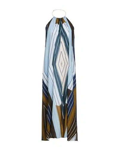 Souvenir Woman Maxi Dress Azure Size M Viscose, Linen In Multi
