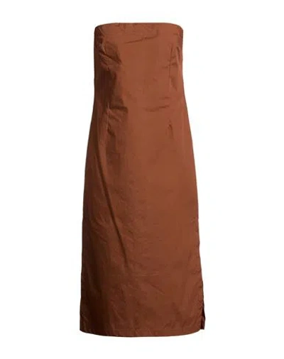 Souvenir Woman Midi Dress Brown Size M Cotton