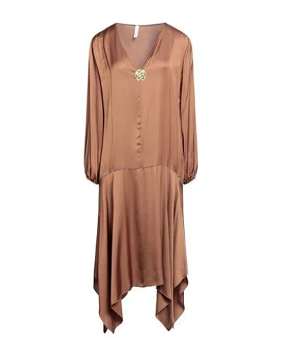 Souvenir Woman Midi Dress Brown Size S Viscose