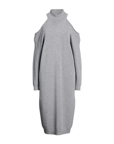 Souvenir Woman Midi Dress Grey Size Onesize Viscose, Polyester, Polyamide In Gray