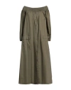 Souvenir Woman Midi Dress Military Green Size M Cotton