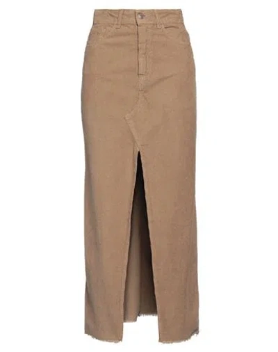 Souvenir Woman Maxi Skirt Camel Size Xs Cotton, Elastane In Beige