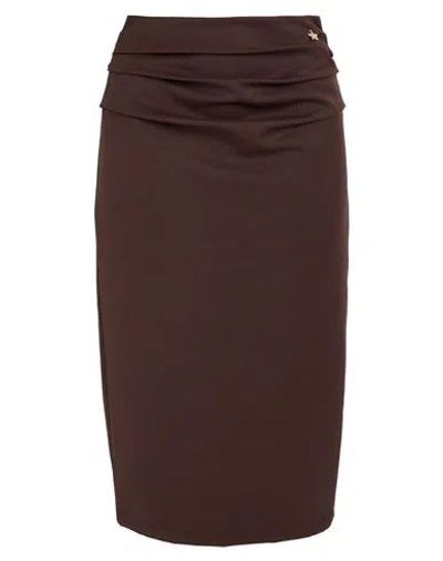 Souvenir Woman Midi Skirt Dark Brown Size S Polyester, Viscose, Elastane