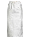 Souvenir Woman Midi Skirt Silver Size M Polyurethane, Viscose In White