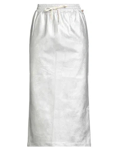 Souvenir Woman Midi Skirt Silver Size M Polyurethane, Viscose In White
