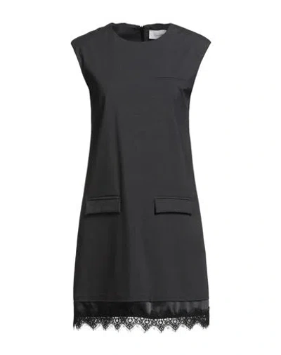 Souvenir Woman Mini Dress Charcoal Size S Polyester, Viscose, Elastane In Black