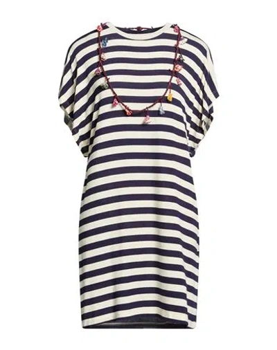 Souvenir Woman Mini Dress Navy Size S Viscose, Elastane, Linen In Multi
