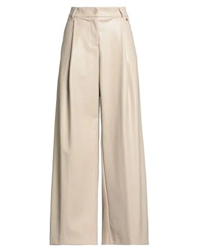 Souvenir Woman Pants Beige Size L Polyurethane, Polyester In Neutral