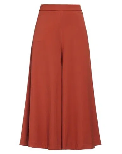 Souvenir Woman Pants Brown Size M Polyester, Viscose, Elastane In Red