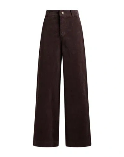 Souvenir Woman Pants Chocolate Brown Size M Cotton, Elastane
