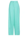 Souvenir Woman Pants Green Size S Viscose, Polyester In Blue