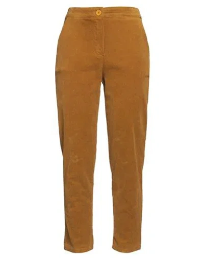 Souvenir Woman Pants Mustard Size S Cotton, Elastane In Yellow