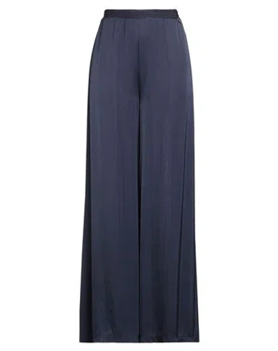 Souvenir Woman Pants Navy Size M Viscose, Rayon In Blue