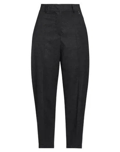 Souvenir Woman Pants Charcoal Size L Polyester, Viscose, Elastane In Black