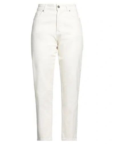 Souvenir Woman Pants White Size M Cotton, Elastane