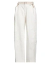 Souvenir Woman Pants White Size M Cotton, Elastane In White