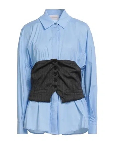 Souvenir Woman Shirt Light Blue Size M Cotton, Elastane