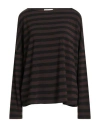 Souvenir Woman T-shirt Dark Brown Size M Modal, Polyester, Viscose, Wool, Elastane In Brown