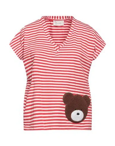 Souvenir Woman T-shirt Red Size M Cotton, Polyester, Elastane