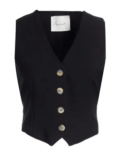 Souvenir Woman Tailored Vest Black Size M Viscose, Polyester