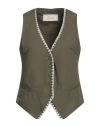 Souvenir Woman Tailored Vest Military Green Size S Cotton In Green
