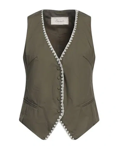 Souvenir Woman Tailored Vest Military Green Size S Cotton