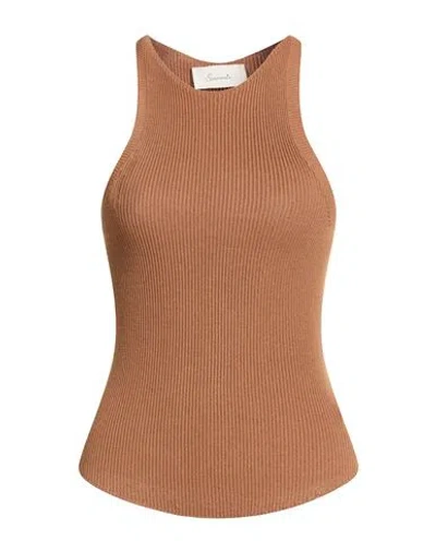 Souvenir Woman Tank Top Brown Size Onesize Viscose, Polyamide