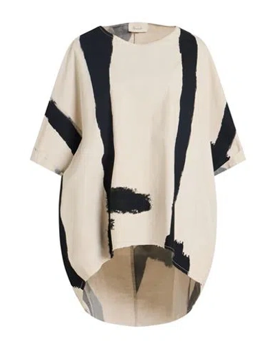 Souvenir Woman Top Beige Size M Cotton In Neutral