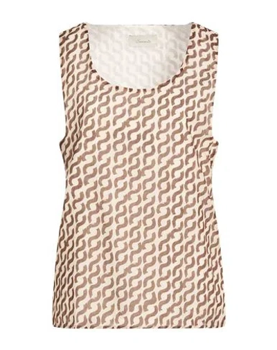 Souvenir Woman Top Dark Brown Size M Cotton