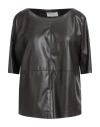 Souvenir Woman Top Dark Brown Size M Polyurethane, Polyester In Brown