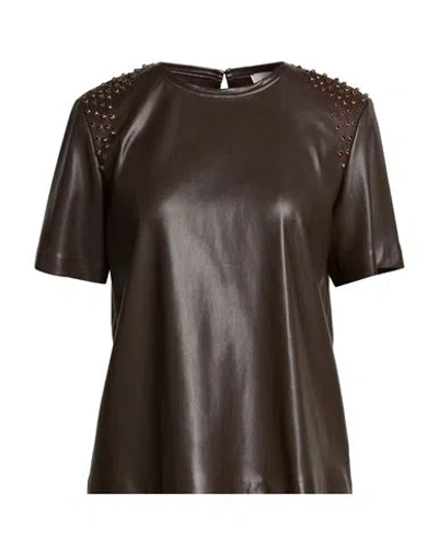 Souvenir Woman Top Dark Brown Size S Polyurethane