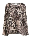 Souvenir Woman Top Ivory Size M Viscose In Animal Print