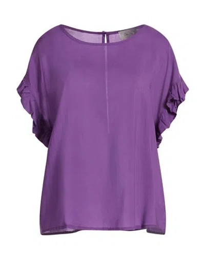 Souvenir Woman Top Purple Size M Viscose In Multi