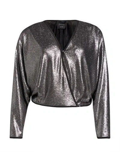 Souvenir Woman Top Silver Size Xs Polyester, Elastane In Black
