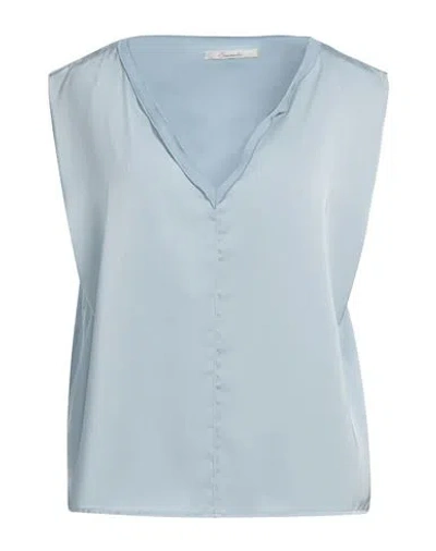 Souvenir Woman Top Sky Blue Size L Polyester