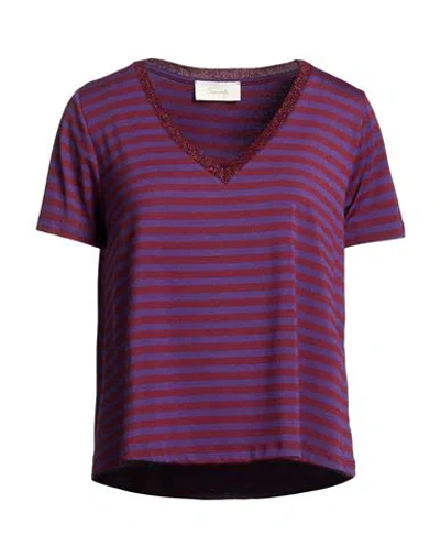 Souvenir Woman T-shirt Burgundy Size M Polyester, Viscose, Elastane, Polyamide, Metallic Fiber In Multi