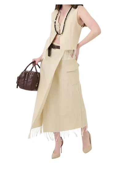 Souvenir Women's Skirt  Midi With Fringe In Beige