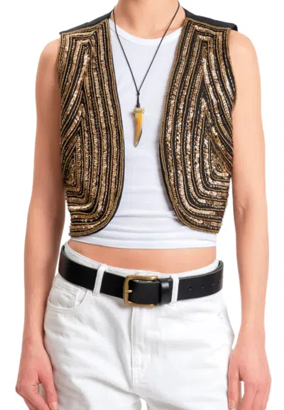 Souvenir Women's Vest  Embroidered In Black