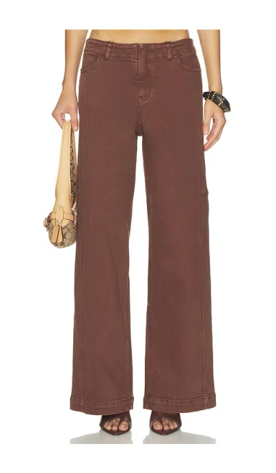 Sovere / Dakota 로우 라이즈 와이드 레그 진 In Brown
