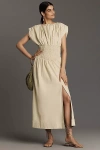 Sovere / Gaia Sleeveless Smocked Midi Dress In Metallic
