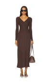 Sovere / Laced Long Sleeve Midi Dress In Chocolate