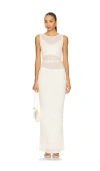 Sovere / Venus Cowl Maxi Mesh Dress In Cream In White